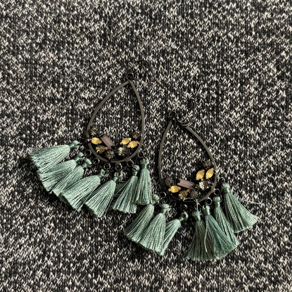 Anthropologie Green & Black Earrings - Picture 1 of 2